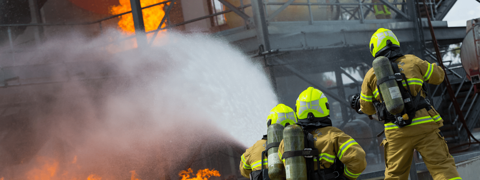 Firefighters attacking a fire 