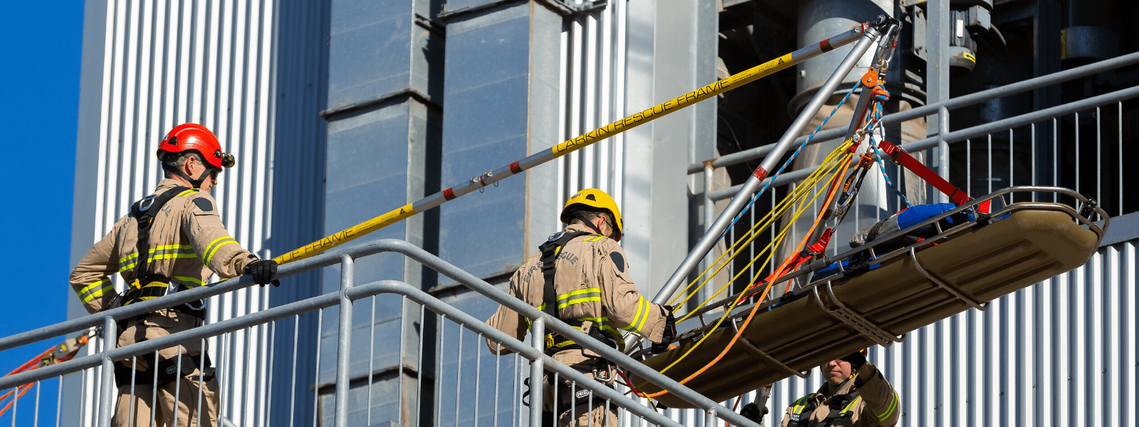 High angle rescue firefighters on a scene 