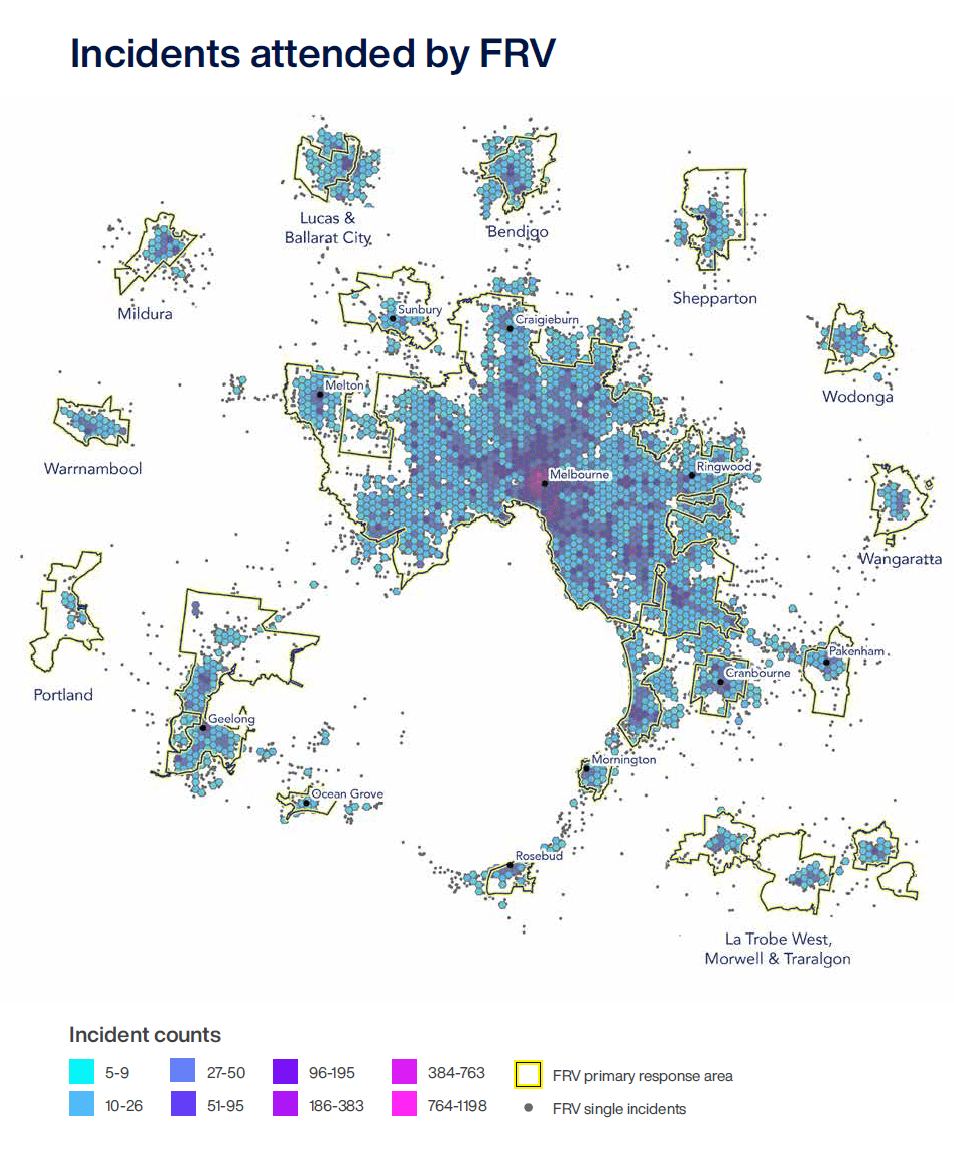 Map: Incidents attended by FRV